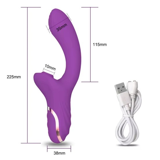 Triple Stimulation Rabbit Vibrator – G-Spot Dildo, Clitoral Suction & Anal Beads | 7 Suction & 7 Vibration Modes | Body-Safe Sil