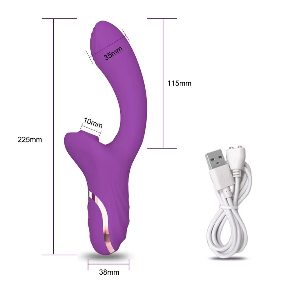 Vibratore Rabbit a Tripla Stimolazione – Dildo Punto G, Suzione Clitoridea & Perline Anali | 7 Modalità di Suzione e 7 di Vibraz