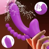 Triple Stimulation Rabbit Vibrator – G-Spot Dildo, Clitoral Suction & Anal Beads | 7 Suction & 7 Vibration Modes | Body-Safe Sil