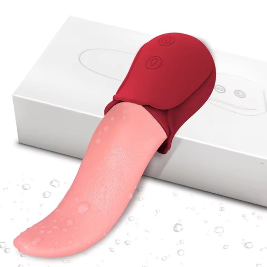 Vibratore a Rosa con Effetto Lingua per Donne – Stimolatore Clitorideo e dei Capezzoli Impermeabile, Silicone Morbido, Ricarica