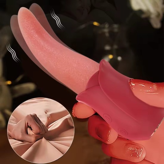 Rose Licking Tongue Vibrator for Women – Realistic Clitoral & Nipple Stimulator | Waterproof, Soft Silicone, USB Rechargeable