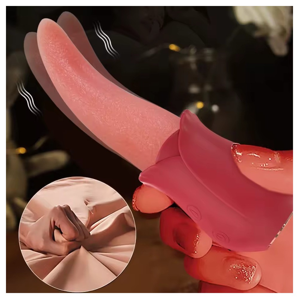 Rose Licking Tongue Vibrator for Women – Realistic Clitoral & Nipple Stimulator | Waterproof, Soft Silicone, USB Rechargeable