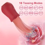Rose Licking Tongue Vibrator for Women – Realistic Clitoral & Nipple Stimulator | Waterproof, Soft Silicone, USB Rechargeable