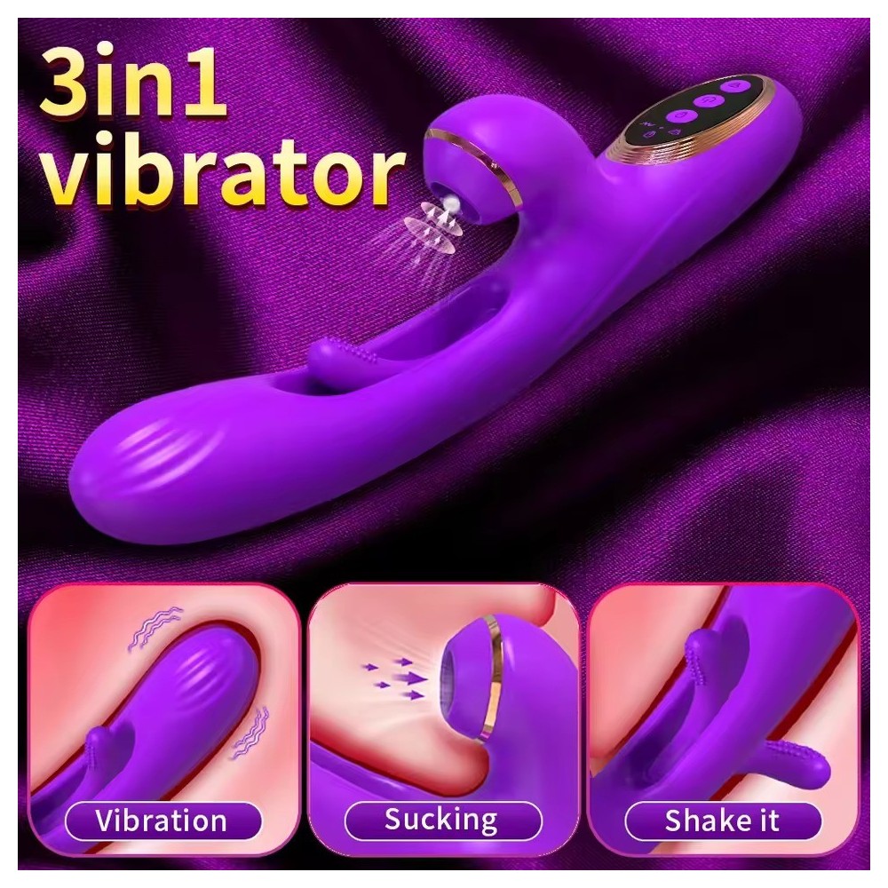 Vibratore Rabbit con Tapping e Suzione per Donne – Stimolatore Clitorideo e Punto G, Ricaricabile USB, Impermeabile