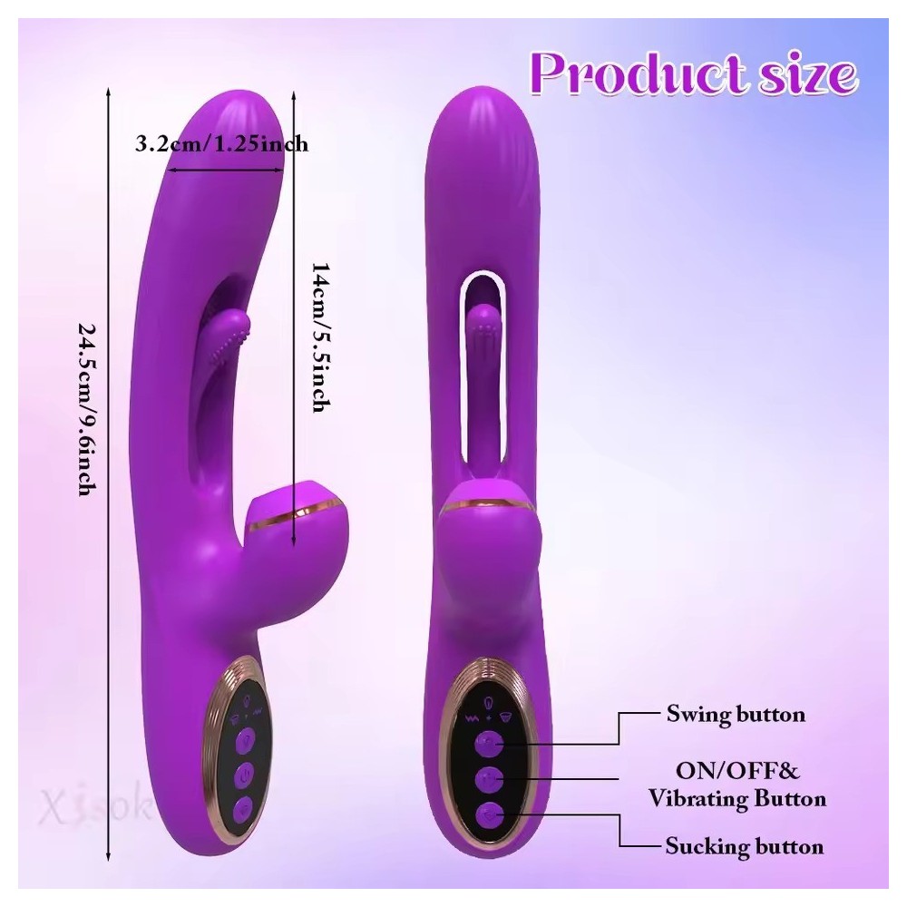 Tapping & Suction Rabbit Vibrator for Women – Clitoral Sucker, G-Spot Stimulator, USB Rechargeable, Waterproof Female Sex Toy