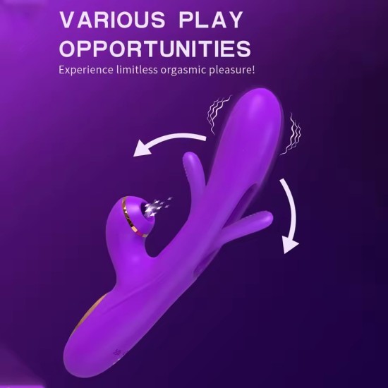 Vibratore Rabbit con Tapping e Suzione per Donne – Stimolatore Clitorideo e Punto G, Ricaricabile USB, Impermeabile