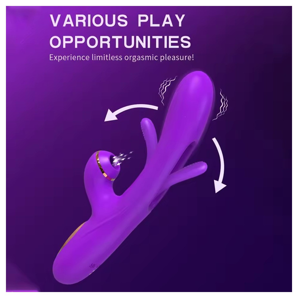 Vibratore Rabbit con Tapping e Suzione per Donne – Stimolatore Clitorideo e Punto G, Ricaricabile USB, Impermeabile