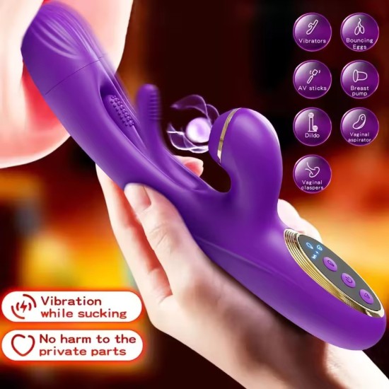Vibratore Rabbit con Tapping e Suzione per Donne – Stimolatore Clitorideo e Punto G, Ricaricabile USB, Impermeabile