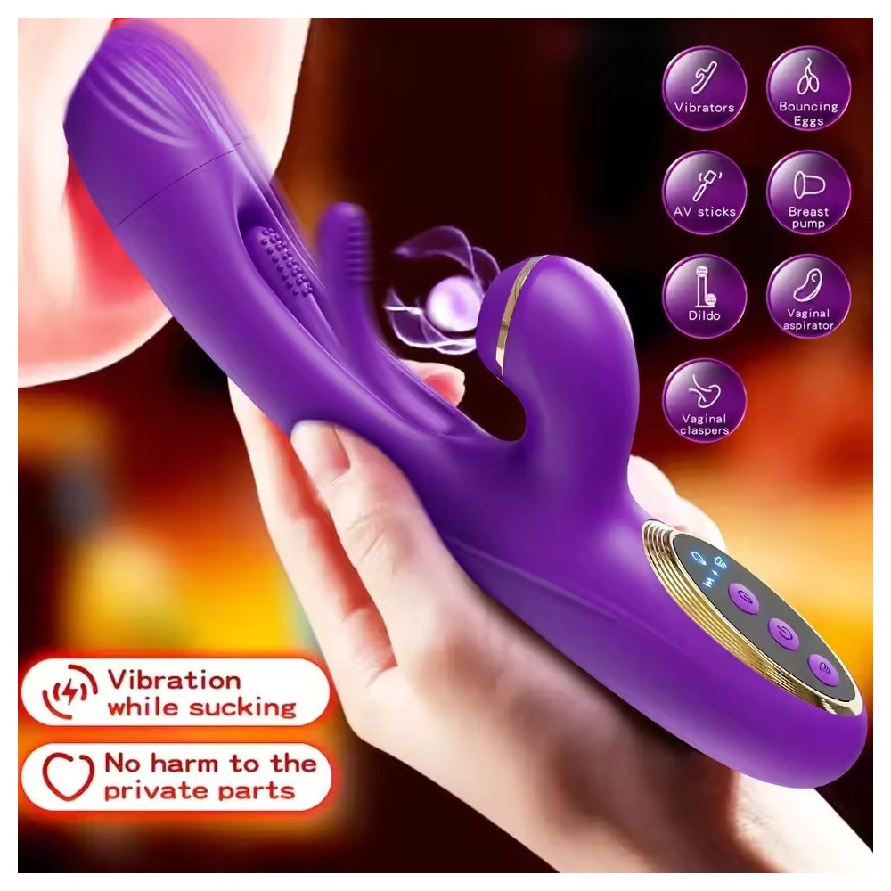 Vibratore Rabbit con Tapping e Suzione per Donne – Stimolatore Clitorideo e Punto G, Ricaricabile USB, Impermeabile