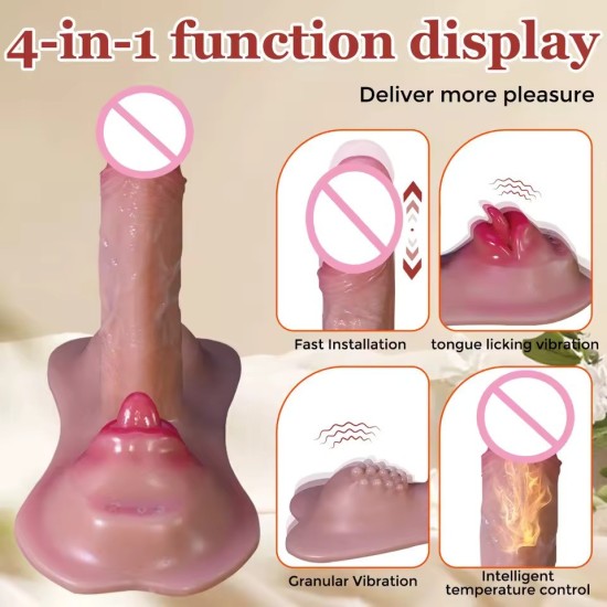 Vibratore Dildo Riscaldante con Spinta e Telecomando | Stimolazione Punto G, Clitori