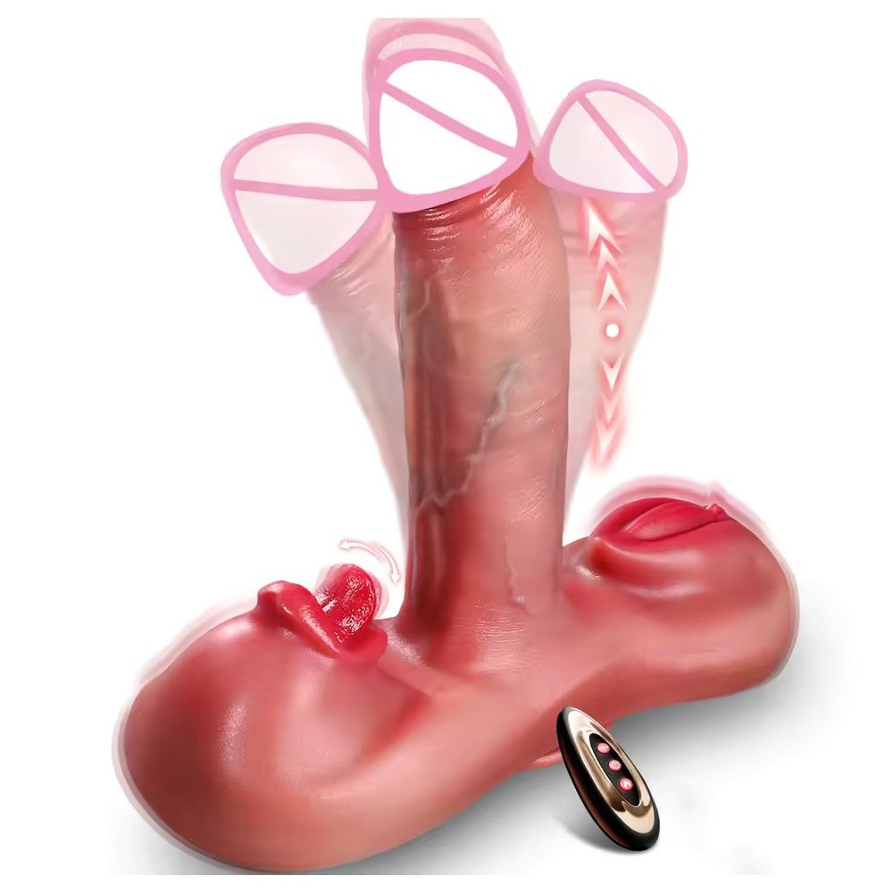 Vibratore Dildo Riscaldante con Spinta e Telecomando | Stimolazione Punto G, Clitori