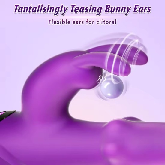 3-in-1 Rabbit Ear Thrusting Vibrator | Dual Stimulation with Thrust & Fluttering Ears