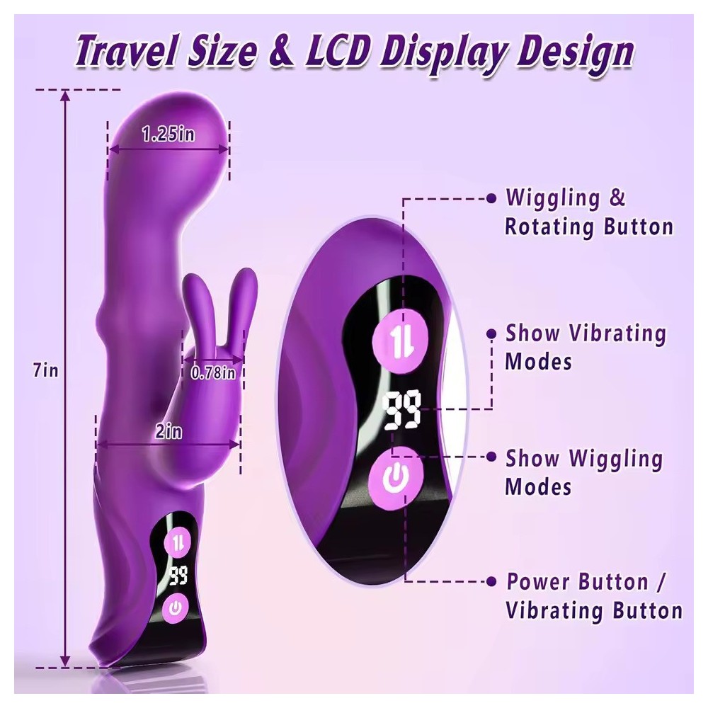 Vibratore Rabbit 3-in-1 con Spinta e Orecchie Stimolanti | Doppia Stimolazione