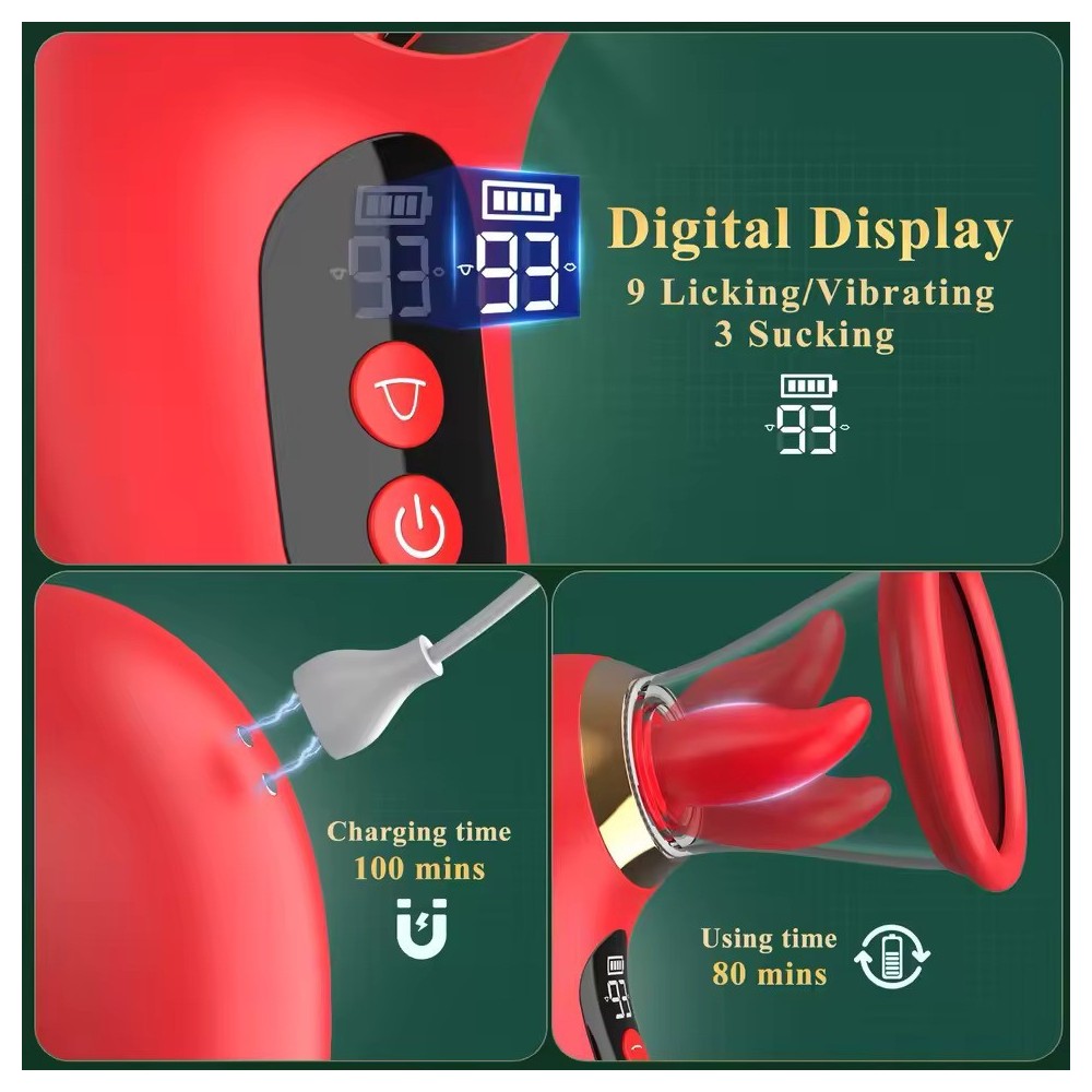 Vibratore Clitoride Succhiatore e Lingua – Stimolatore Punto G, Capezzoli e Vaginale per Donne