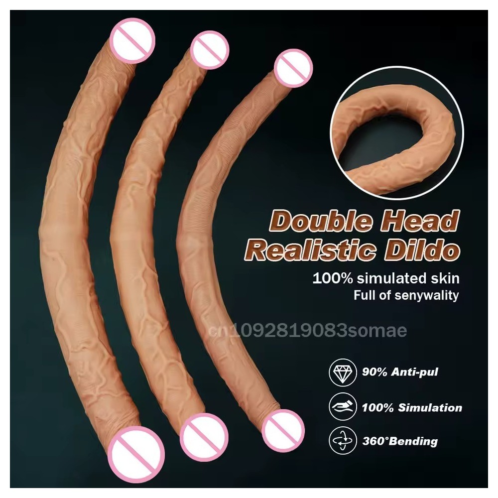 Double-Ended Realistic Dildo for Women – Soft, Flexible, Waterproof Sex Toy for Vaginal & Anal Stimulation