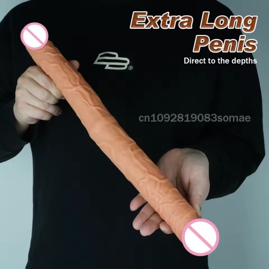 Dildo Doppio Realistico per Donne – Morbido, Flessibile e Impermeabile per Stimolazione Vaginale e Anale