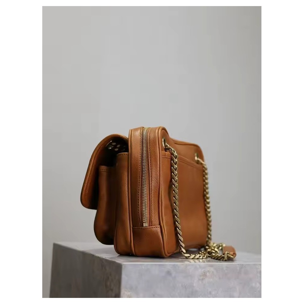 Luxe Genuine Leather Crossbody Bag for Women | Elegant Small Shoulder Bag with Gold Hardware | Italian Handmade Camera Bag