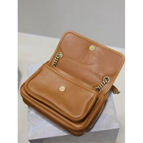 Borsa a Tracolla in Vera Pelle da Donna | Elegante Borsa Piccola con Dettagli Oro | Camera Bag Artigianale Made in Italy