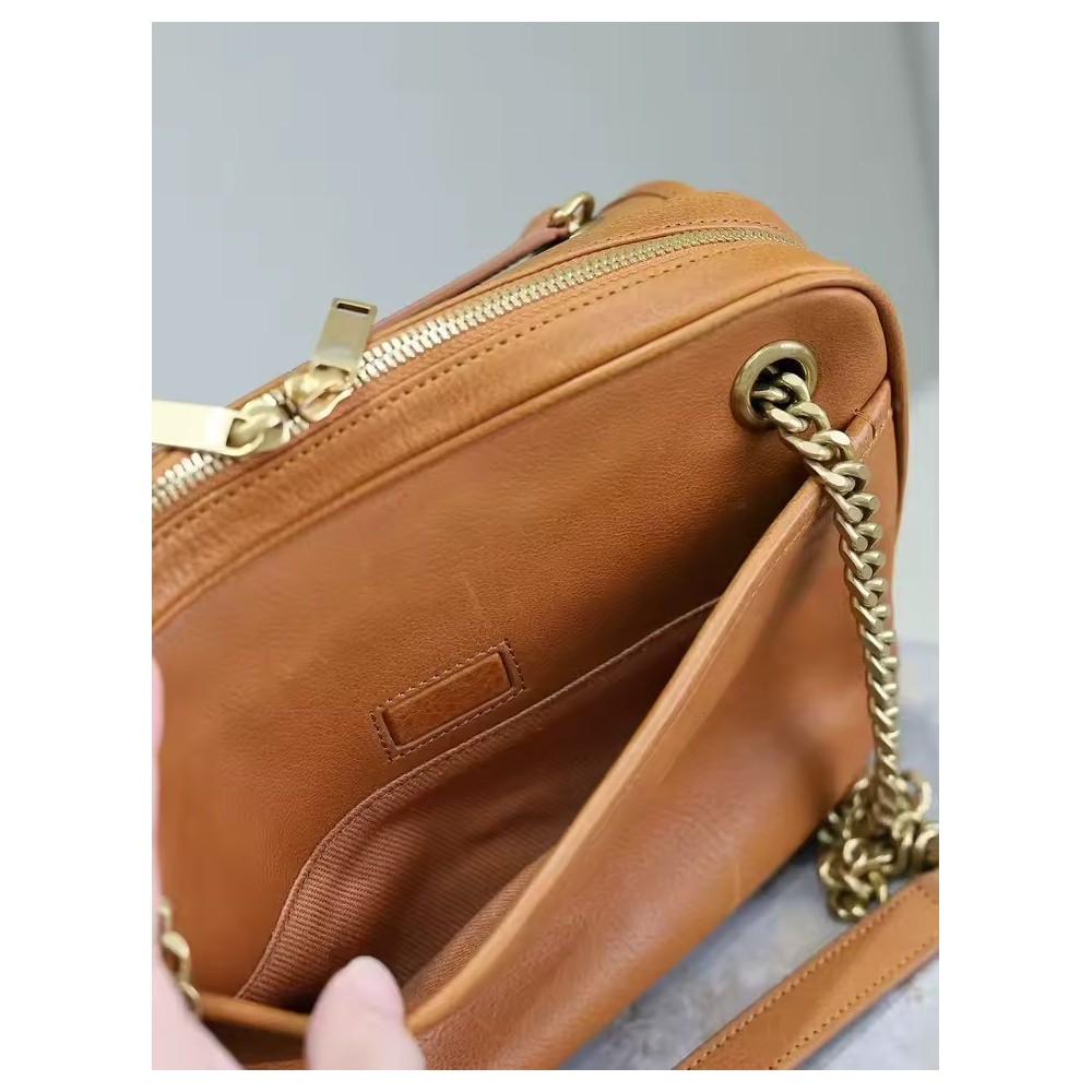 Borsa a Tracolla in Vera Pelle da Donna | Elegante Borsa Piccola con Dettagli Oro | Camera Bag Artigianale Made in Italy