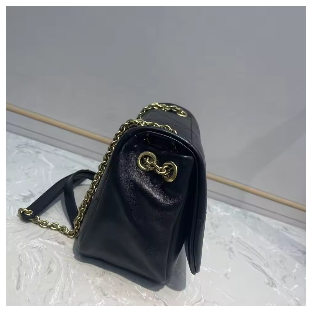 Classic Women’s Lambskin Shoulder & Crossbody Bag | Soft Leather Large Flap Bag with Double Chain Strap