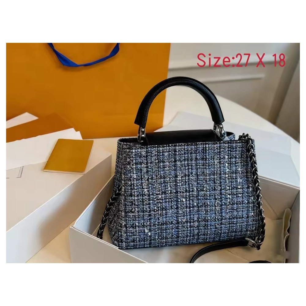 Women’s Elegant Tweed Glitter Handbag – Luxe Shoulder Bag for Fashion & Everyday Use