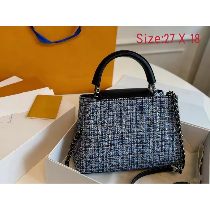 Women’s Elegant Tweed Glitter Handbag – Luxe Shoulder Bag for Fashion & Everyday Use