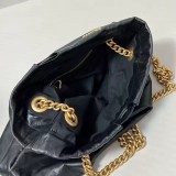 Glossy Crinkled Calfskin Bucket Bag – Fashionable Large-Capacity Women’s Drawstring Shoulder Handbag