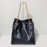 Borsa Secchiello in Pelle di Vitello Lucida Stropicciata – Capiente Borsa Donna con Coulisse a Spalla