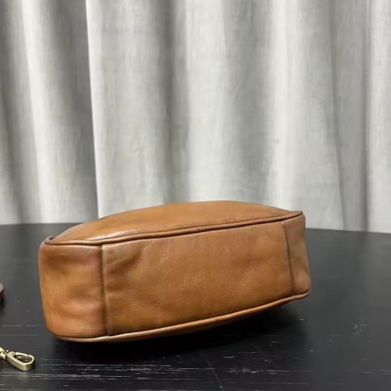 Borsa Tracolla Vintage in Vera Pelle Marrone – Tote in Pelle Bovina Cerata e Invecchiata di Lusso per Donna