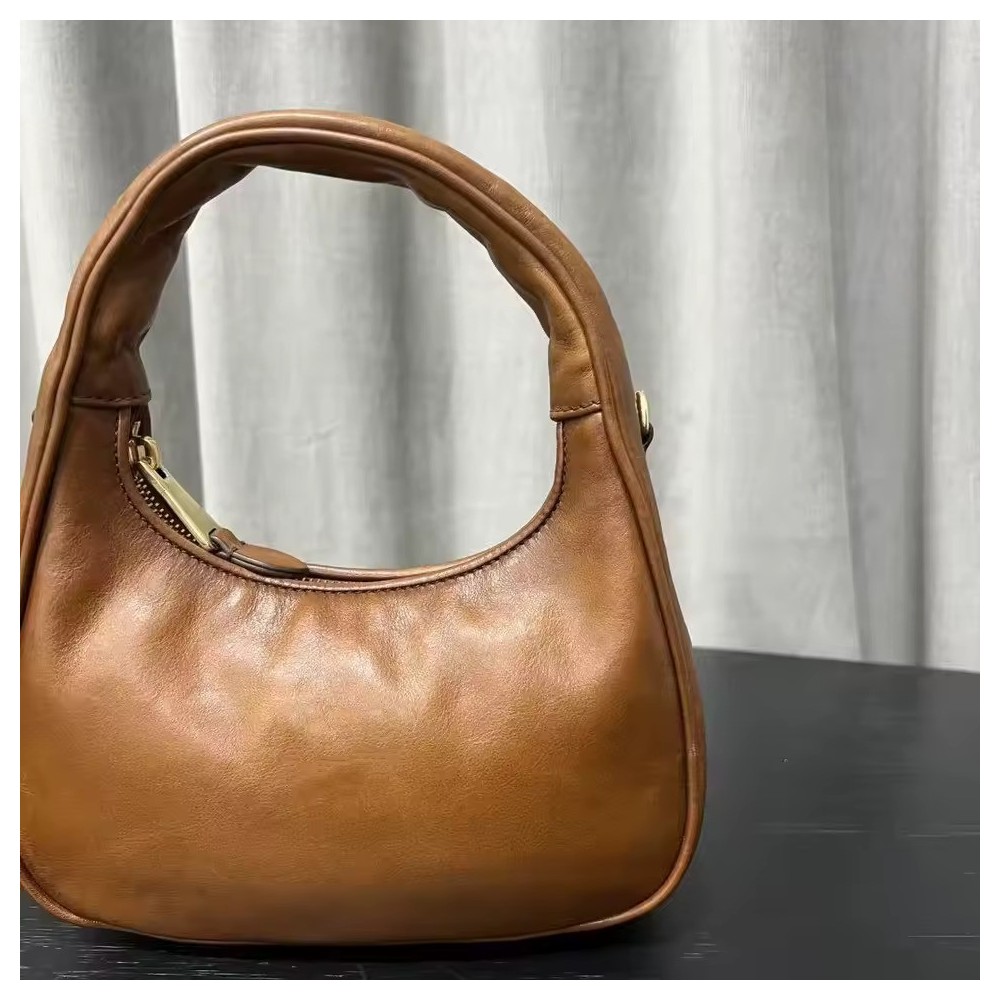 Borsa Tracolla Vintage in Vera Pelle Marrone – Tote in Pelle Bovina Cerata e Invecchiata di Lusso per Donna
