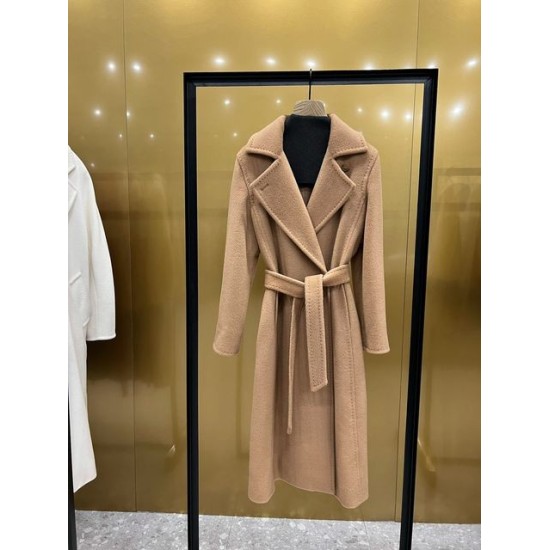Cappotto Invernale da Donna M Luxe in Cashmere e Lana – Giacca Lunga Designer in 100% Pelo di Cammello con Cintura