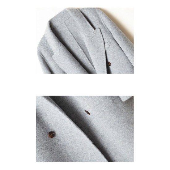 Luxe M Long Double-Breasted Wool Overcoat for Women – Belted, Double-Sided Winter & Autumn Coat