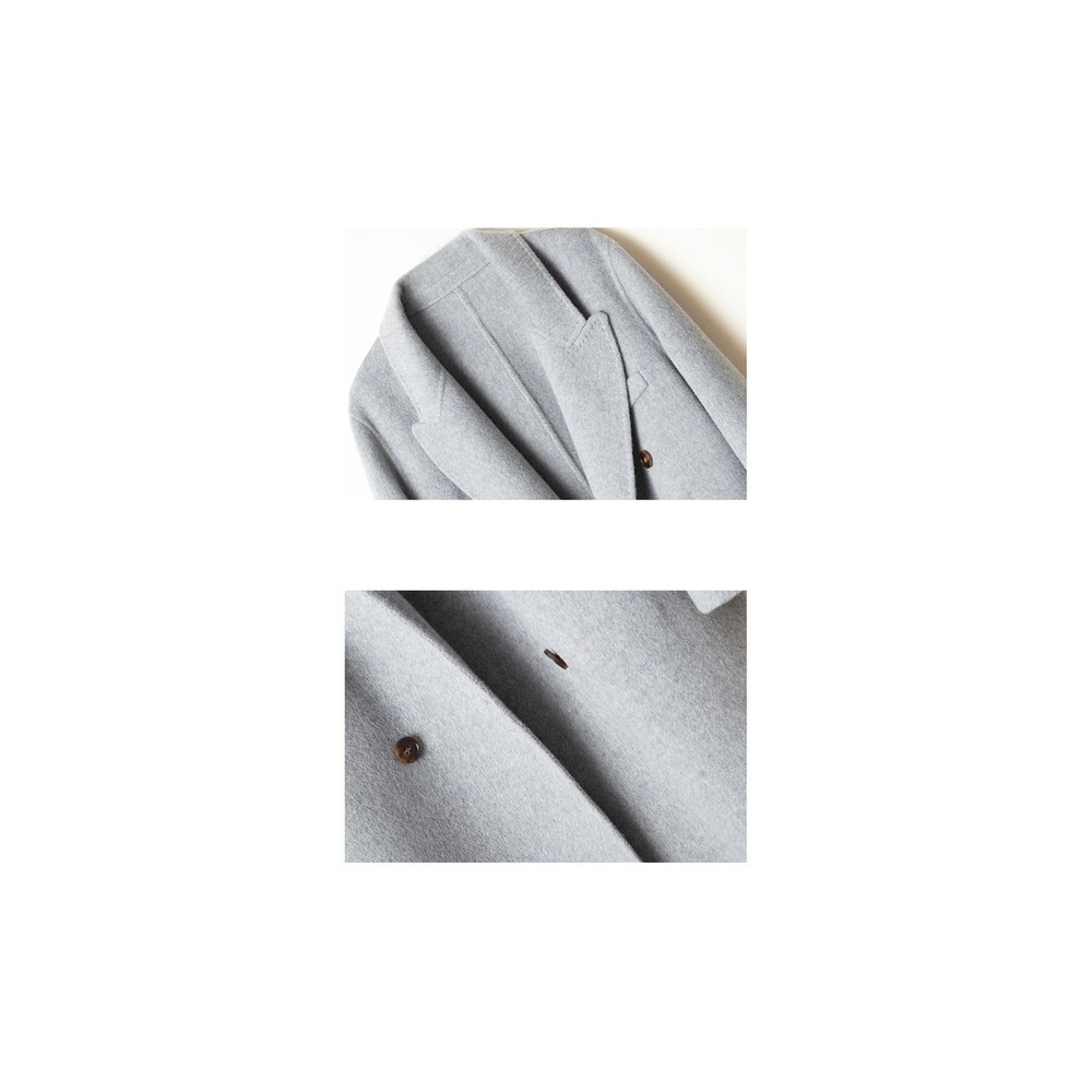 Luxe M Long Double-Breasted Wool Overcoat for Women – Belted, Double-Sided Winter & Autumn Coat