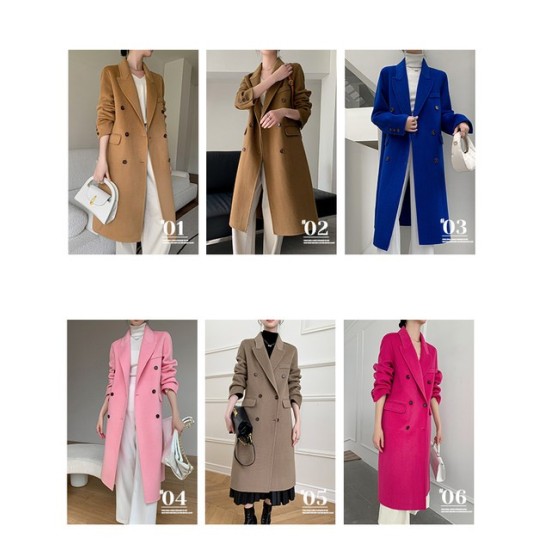 Luxe M Long Double-Breasted Wool Overcoat for Women – Belted, Double-Sided Winter & Autumn Coat