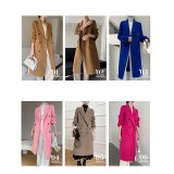 Luxe M Long Double-Breasted Wool Overcoat for Women – Belted, Double-Sided Winter & Autumn Coat