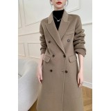 Cappotto Lungo in Lana Doppio Petto da Donna – Bifacciale, Con Cintura, Perfetto per Autunno e Inverno