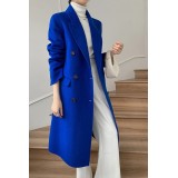 Cappotto Lungo in Lana Doppio Petto da Donna – Bifacciale, Con Cintura, Perfetto per Autunno e Inverno