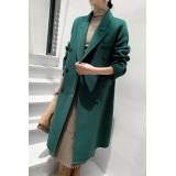 Luxe M Long Double-Breasted Wool Overcoat for Women – Belted, Double-Sided Winter & Autumn Coat