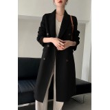 Luxe M Long Double-Breasted Wool Overcoat for Women – Belted, Double-Sided Winter & Autumn Coat
