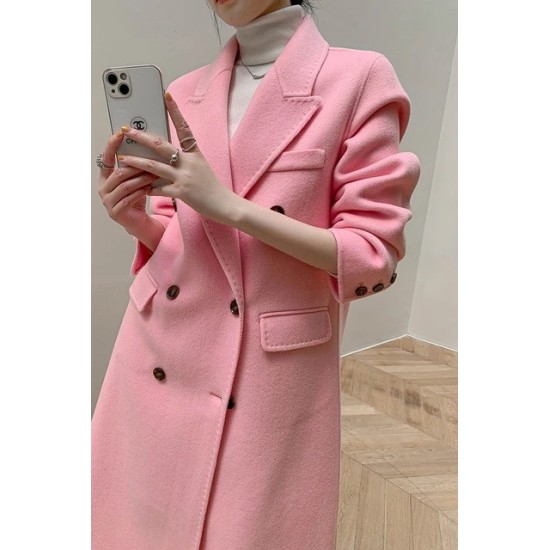 Cappotto Lungo in Lana Doppio Petto da Donna – Bifacciale, Con Cintura, Perfetto per Autunno e Inverno