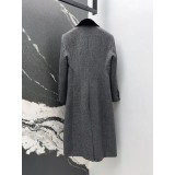 D Luxe Grey Patchwork Wool Coat for Women – High-Quality 50% Wool Autumn Fashion Outerwear