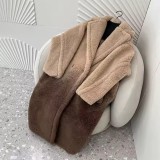 Natural Real Sheep Wool Gradient Teddy Coat – Long Thick M Luxe Warm Turn-Down Collar Winter Jacket