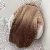 Natural Real Sheep Wool Gradient Teddy Coat – Long Thick M Luxe Warm Turn-Down Collar Winter Jacket