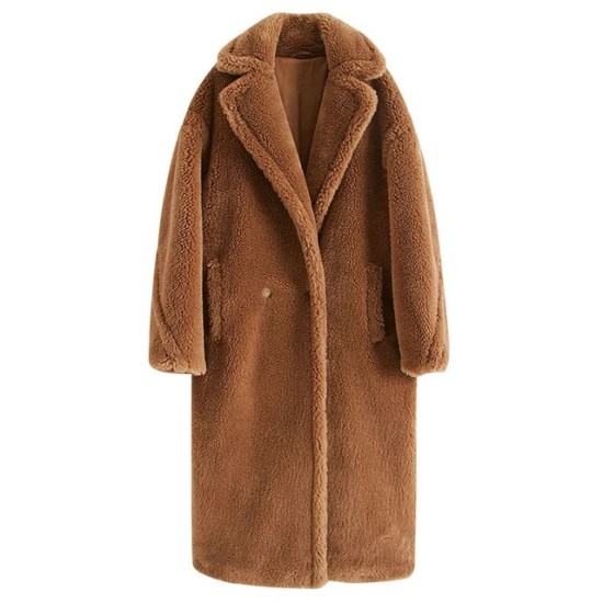 Cappotto Teddy di M Lusso Donna Medio-Lungo – Giacca Invernale Spessa in Finta Pelliccia Agnello Stile Coreano
