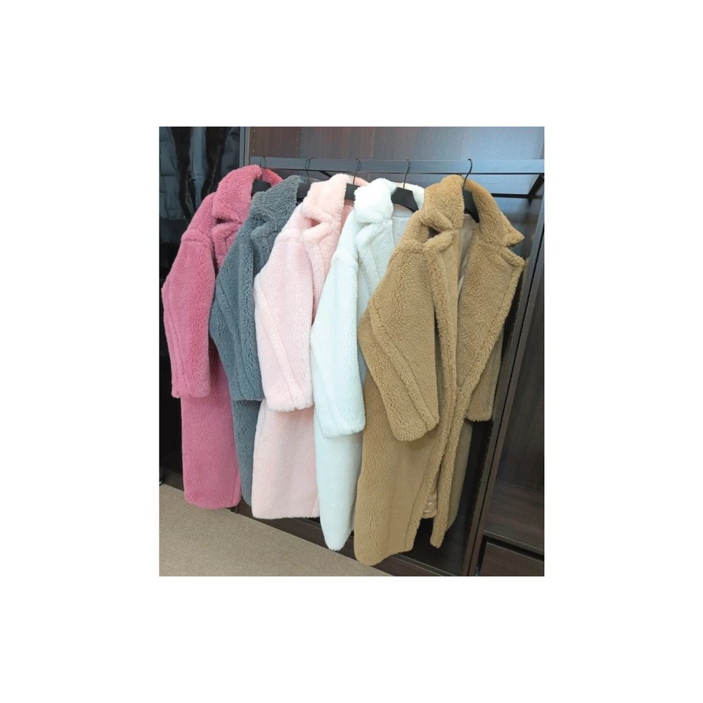 Cappotto Teddy di M Lusso Donna Medio-Lungo – Giacca Invernale Spessa in Finta Pelliccia Agnello Stile Coreano