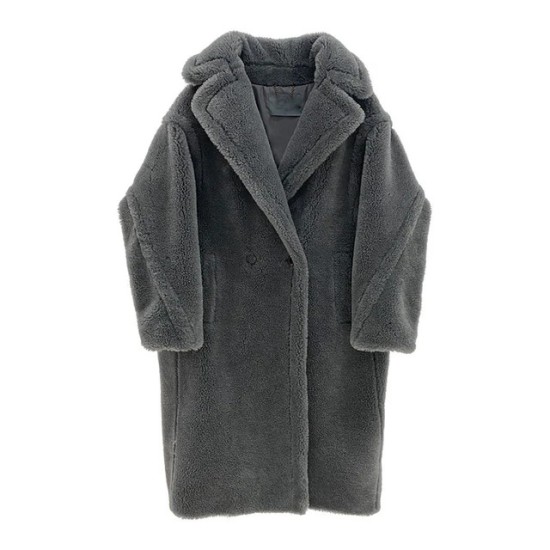 Cappotto Teddy di M Lusso Donna Medio-Lungo – Giacca Invernale Spessa in Finta Pelliccia Agnello Stile Coreano