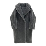 M Luxe Teddy Bear Mid-Long Coat for Women – Thick Winter Korean Faux Lamb Fur Fashion Jacket
