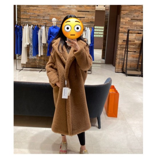 M Luxe Teddy Bear Mid-Long Coat for Women – Thick Winter Korean Faux Lamb Fur Fashion Jacket