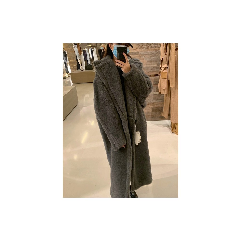 Cappotto Teddy di M Lusso Donna Medio-Lungo – Giacca Invernale Spessa in Finta Pelliccia Agnello Stile Coreano