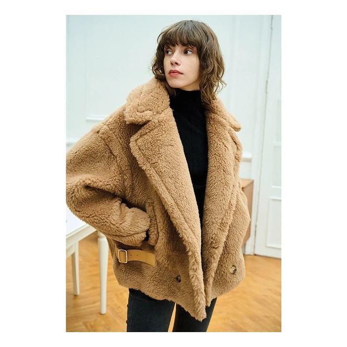 Korean Winter Teddy Bear Coat for Women – Luxe M Alpaca Wool Jacket Warm Fashion Outerwear